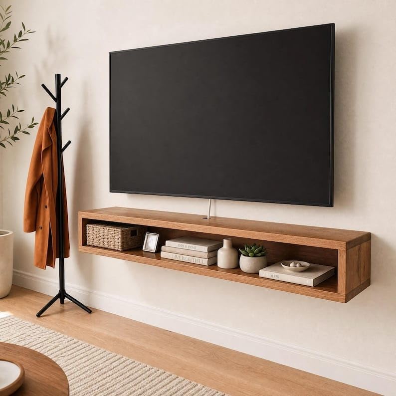 carpentray 80 Cm Long Wooden Wall Mounted TV Unit