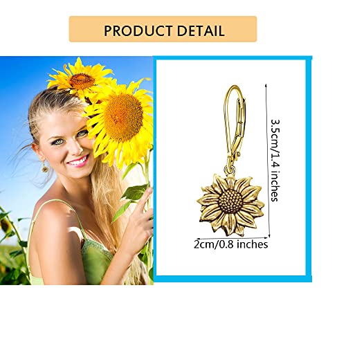 Boho Earrings Vintage Sunflower Dangle Earrings for Women Ethnic Sunflower Drop Earrings2