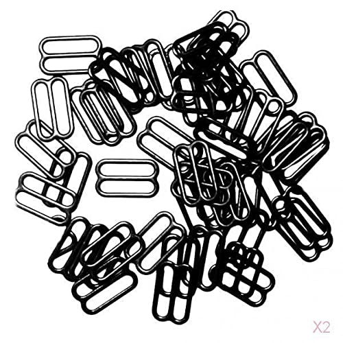 TRENDIVIBE 100x Metal Bra Lingerie Strap Sewing Clip Hook Eye Slider Black 15mm-image-16