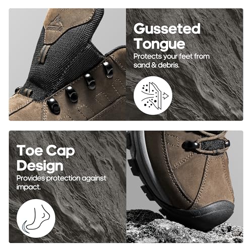 NORTIV 8 Men's Waterproof Hiking Shoes Non-Slip Trekking Trail Shoes Lightweight Durable Outdoor Work Shoes Bluff 6