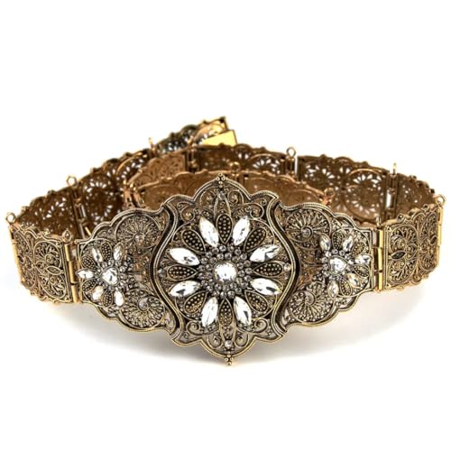 Wvapzxx Belt For Women Moroccan Algerian Ethnic Wedding Jewelry Arab Robe Caftan Belt Bridal Jewelry