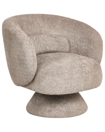 Image of Beliani Swivel Armchair Beige Boucle Minimalist Retro Style Living Room
