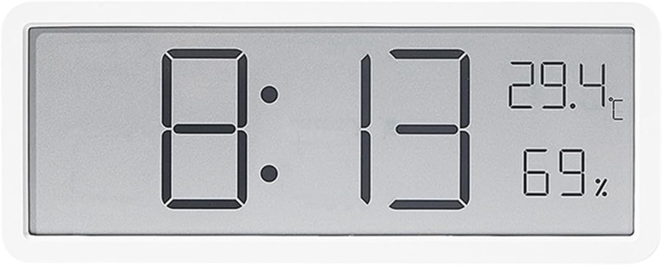 Wall Mounted LCD Digital Clock with Date, Week, and Environmental Indicators Perfect for Any Room Setup (white)