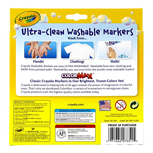 Image of Crayola Ultraclean Broadline Classic Color Max Washable Markers (10 Count), (Pack of 4)
