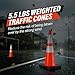RoadHero 8 Pack 28 Inch 5.5 Lb Traffic Cones with Heavy Black Base, Orange Safety Cone with Reflective Collar for Parking Lot, Construction Work, Road Safety