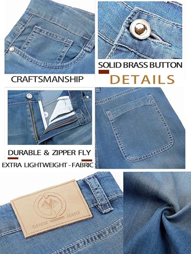 Mens Lyocell Loose Fit Jeans Business Casual Thin and Light Summer Baggy Denim Pants 6