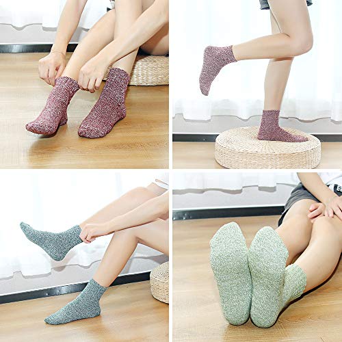 Image of Winter Women Socks 5 Pairs Vintage Wool Casual Thermal Crew Socks