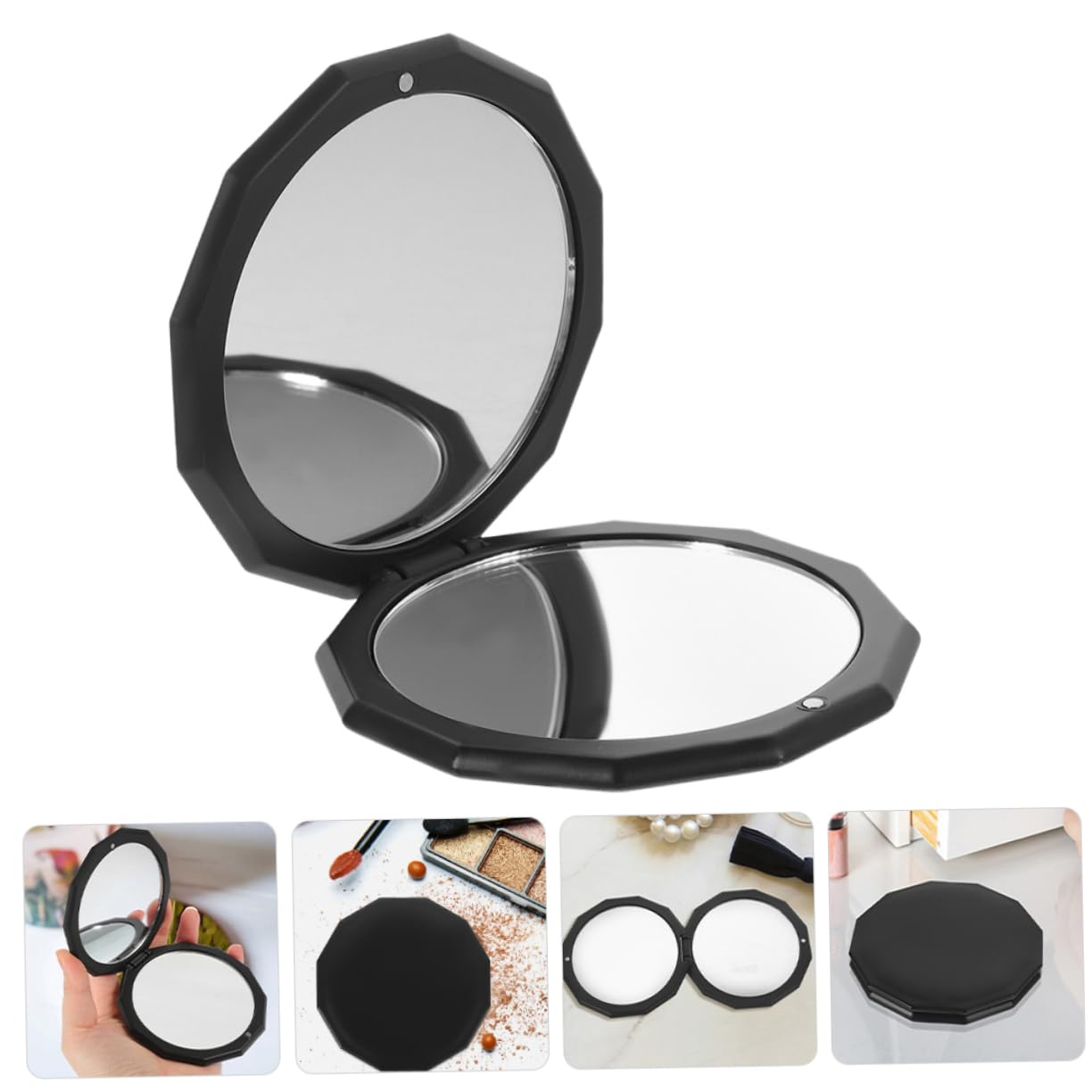2stücke Kosmetikspiegel mit Faltkappe Tragbarer Reisespiegel mit Vergrößerung und Normalansicht Kompakt und Schützbar für Make-up Unterwegs