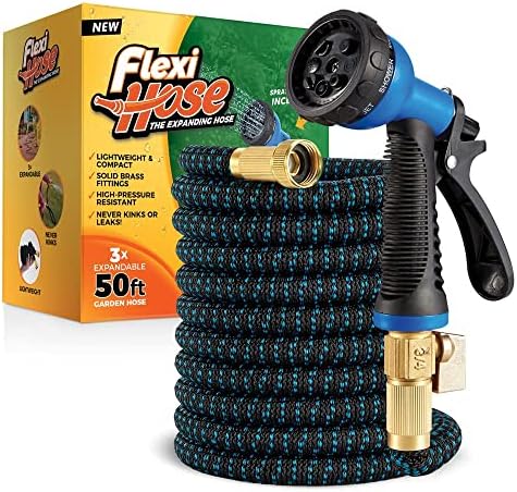 Flexi Hose Expandable Garden Hose with 8 Function Nozzle, 75FT - Lightweight Retractable Garden Hose, Water Hose - No-Kink Flexibility, 3/4 Inch Solid Brass Fittings and Double Latex Core - Thumbnail 5