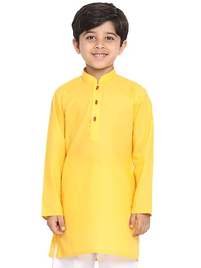 VASTRAMAY Boys Solid Cotton Kurta