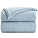 100% Cotton Blue Cable Knit Throw Blanket with Bonus Laundering Bag – Large 50 x 60” Thick, Extra Cozy, Machine Washable, Comfortable Home Decor
