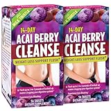 Applied Nutrition 14-Day Acai Berry Cleanse - 56 Tablets - Weight-Loss Support Flush + Milk Thistle - 56 Servings-(2 Pack)