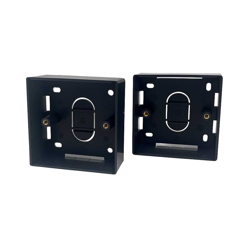 1-Gang Surface Mount Back Box Black Pattress Box 86mm x 86mm x 32mm, Durable Wall-Mounted Electrical & Network Faceplate Housing (2)