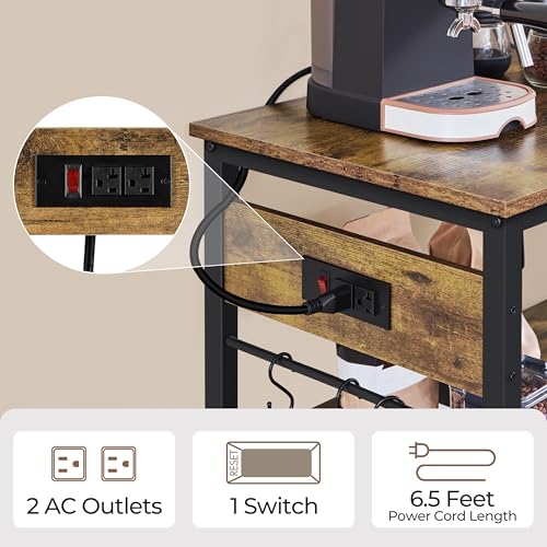 Yaheetech-Kitchen-Island-Cart-with-Power-Outlet-Kitchen-Carts-on-Wheels-with-Storage-3-Tier-Microwave-Stand-with-Foodpads-Glass-and-Mug-Holders-8-Hooks-Rustic-Brown Yaheetech Kitchen Island Cart with Power Outlet Kitchen Carts on Wheels with Storage 3 Tier Microwave Stand with Foodpads Glass and Mug Holders 8 Hooks Rustic Brown