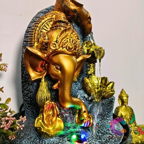 Image of Ashirvad Ganesha Table Top Water Decorative Fountain for Home Decor /Office /Indoor & Outdoor /Garden /Puja Room /Vaastu (C-069 Ashirvad Ganesha)
