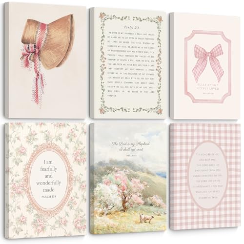 Christian Nursery Wall Art Bible Verse Canvas Wall Decor Pink