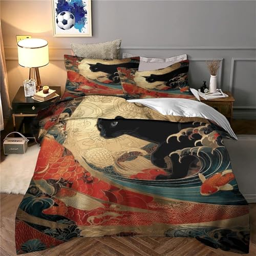 Parure de lit chat noir 3d en microfibre douce pour lit single 140x200cm - 6