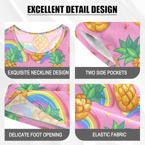 ALAZA Pineapple Rainbow Star Cartoon Pajamas Short Sleeve 2 Piece Sleepwear Top and Bottom Pajama Set Unisex4