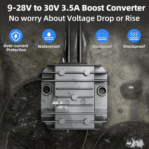 Convertidor 12V 24V a 30V 3.5A DC impermeable para baterías de viaje 6