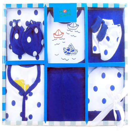 Image of MOM CARE Newborn Baby Gift Set Has All Newborn Baby Essential Clothes in Baby Gift Set for or Girls Unisex 9 pcs (Blue)
