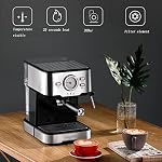 QJRGUY Semi-Automatic Coffee Maker, Household Espresso Machine, Temperature Visible, 1050W（Color：Silver） - Image 3