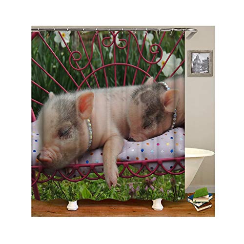 Aienid Cortina De Bañera Antimoho Cerdo Vistoso Cortina De Ducha Estanca Size:150X200CM