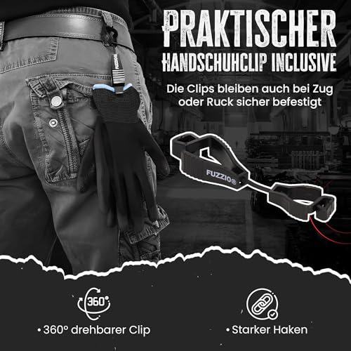 Foto von FUZZIO 24 Paar Arbeitshandschuhe Herren Gr 9, Mechaniker Handschuhe, Gartenhandschuhe Herren, Arbeitshandschuhe Damen, Montagehandschuhe Herren, Polyurethan Beschichtung mit Handschuhclip