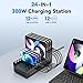 300W Charging Station for Multiple Devices, ALI SEA 24 Port USB C Fast Charging Station, Multi Device Charger Station Organizer Compatible with Cellphone, Tablet, Kindle, iPhone iPad and More