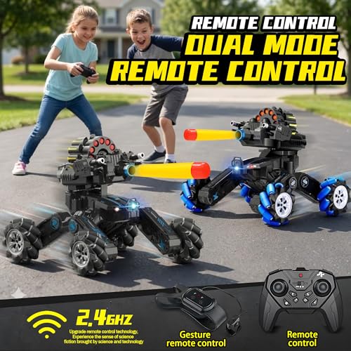 Image of RC Tank Car with Drift, Hand Gesture Control Stunt Truck | 2.4GHz Remote Control, Hand Gesture Control Dual Mode Car, Spray, Music & LED Lights, Deformable Stunt Truck
