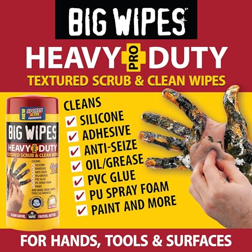 Image of BIG WIPES Heavy Duty Industrial Hand Cleaning Wipes, Textured Scrubbing Degreaser Wipes for Mechanics and Tool Cleaner - 40 Count Canister (2 Pack)