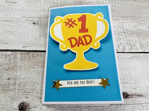 Image of Handmade No. 1 Dad Greeting card for Dad's birthday /Father's Day, 4x6 inch size with Envelope, Blank inside