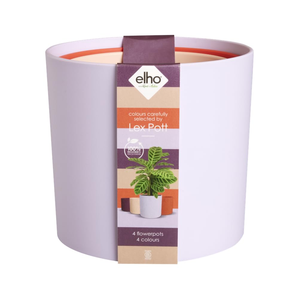 elho Lex Pott set of 4 - Plant Pots Indoor - 100% Recycled Plastic - diameter 11, 13, 14 and 15 cm - Purple/Soft Lilac