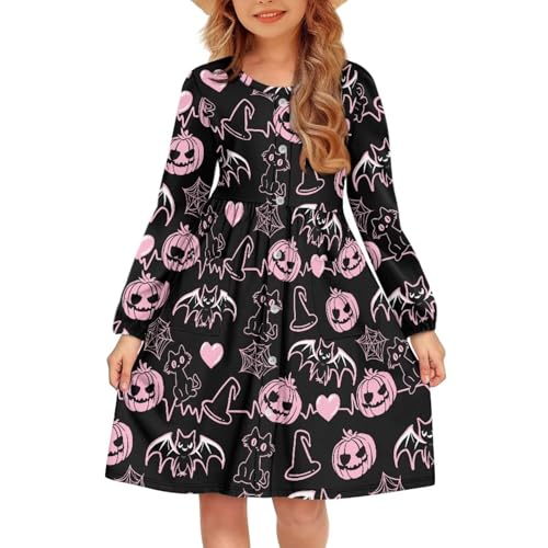 Halloween Girls Dress Long Sleeve Dresses for Girls Christmas Thanksgiving 6-15