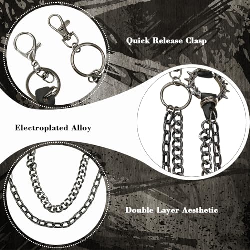 Image of GUSTAVE Layered Pants Chain for Men Double Punk Wallet Chains Trousers Jeans for Biker Heavy Skull Belt Gothic Accessories
