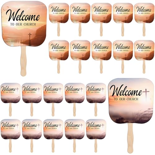 Image of Yousoontic 25 Pcs Christian Church Fans Handheld Bulk Visitors Welcome to Church Paper Fans Religious Bible Verse Gifts Christian Party Favors Religious Decorations for Sunday School Women Men