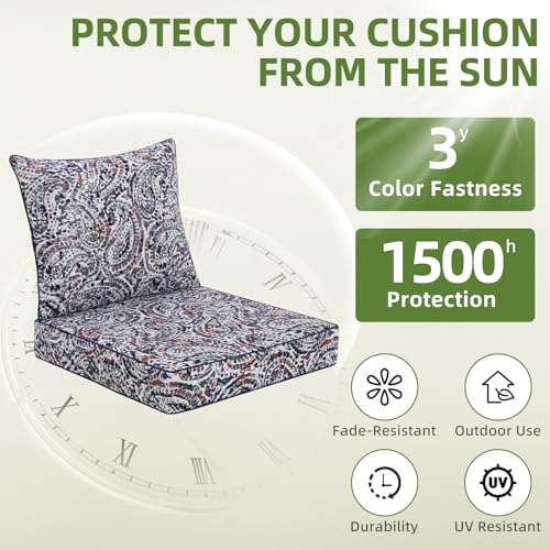 Image of Favoyard Outdoor Deep Seat Patio Cushions Set, 22 inch x 22 inch, Rainproof, Garden