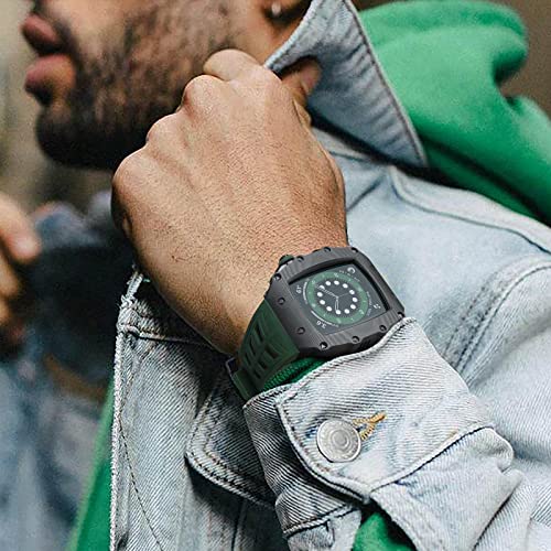 Funda de fibra de carbono premium de 45mm y correa de cristal para Apple Watch Series 9 7
