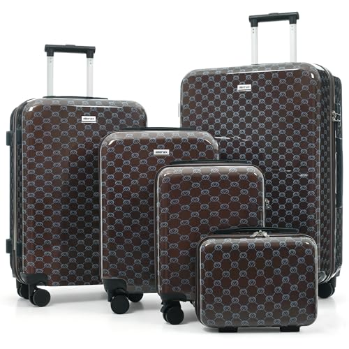 Image of Hardside Luggage Sets, Lightweight Suitcase with Spinner Wheels, Brown Patterns