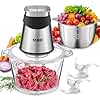 YASHE 1.8L+2L Electric Food Processors & Chopper with Glass and Stainless Steel Container,500W Meat Grinder with 2 Speeds, 2 Sets of Blades