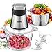 YASHE Picadora Eléctrica, Procesador de Alimentos 500W con Cuencos de Vidrio de 1.8L y Acero Inoxidable de 2L, 2 Velocidades, 2 Juegos de Cuchillas Para Carne, Verduras y Más