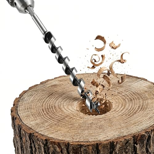 SOMADA 1-Inch x 12-Inch Auger Drill Bit for Wood Hex Shank 3/8-Inch One Piece Ship Auger Long Drill Bit for Soft and Hard Wood Plastic Drywall and Composite Materials