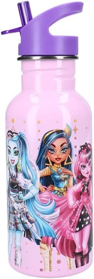 Cantimplora Monster High Girl de acero inoxidable para niños, guardería infantil - Escuela - Vacaciones - Comida - 22 cm - 500 ml - Hidratación - Idea de regalo - Botella