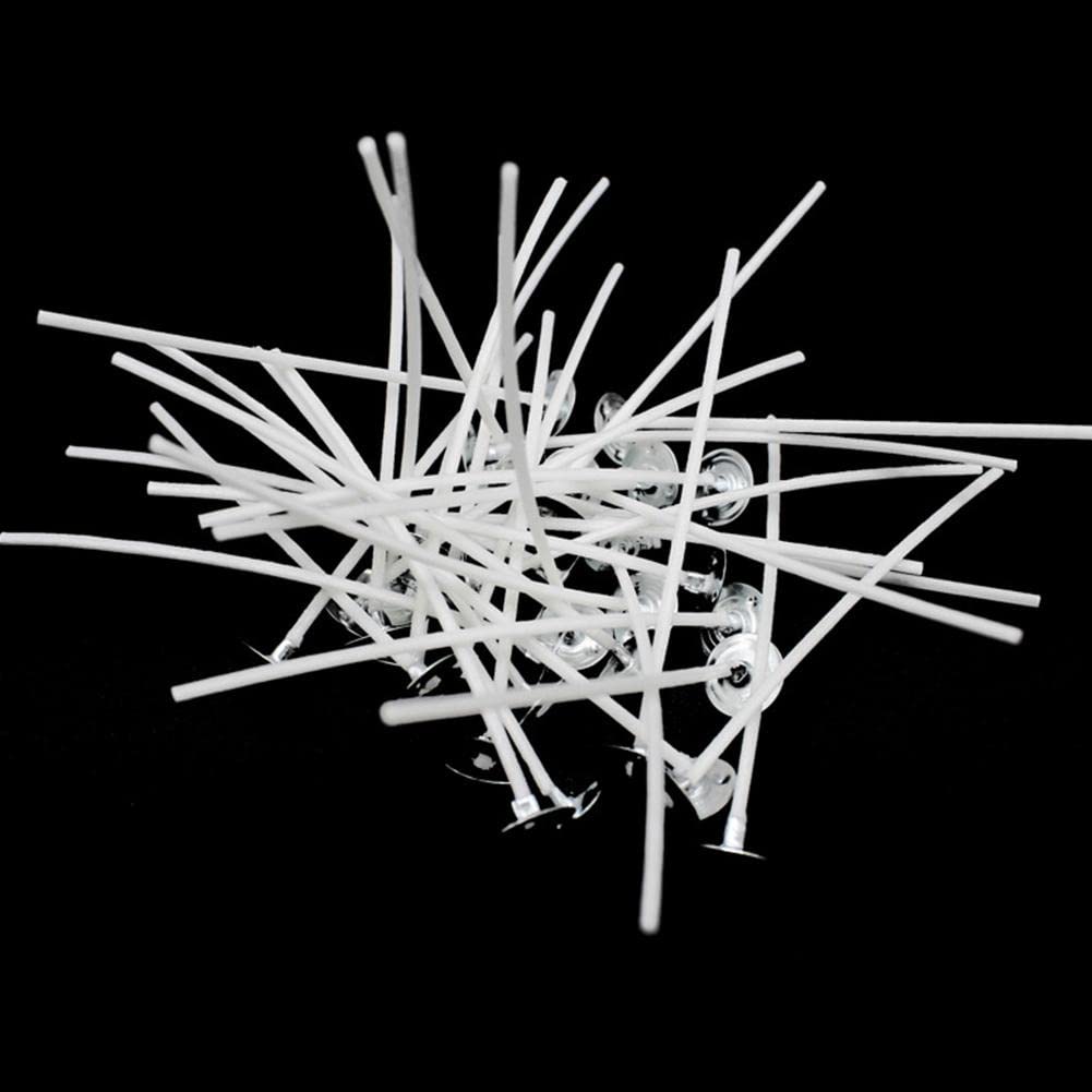 100 stoppini per candele in cotone naturale, stoppini commestibili per uso alimentare, con nucleo in cotone senza fumo, per candele al burro, con linguette cerate per progetti fai da te di soia, gel