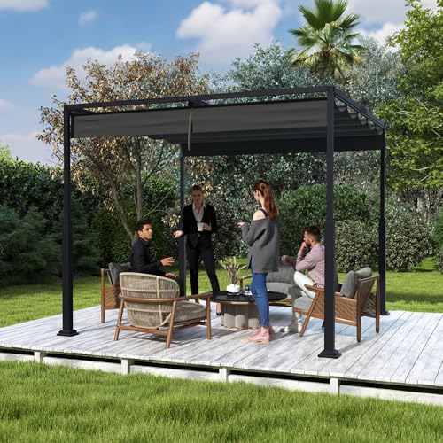 UISEBRT Metall Pergola wasserdicht stabil Winterfest,3x3 m Pavillon mit lamellendach,Sonnenschutz...
