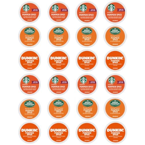 Pumpkin Spice K-Cups, All The Top Halloween Pumpkin Spice Brands In One Box, Includes Starbucks, Dunkin, And Green Mountain