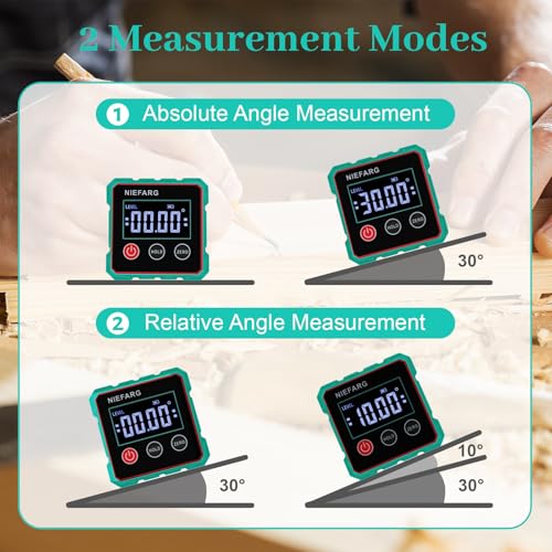 Digital Angle Finder with Laser, Table Saw Blade Angle Gauge, 3-in-1 Digital Angle Gauge for Construction, Machinery, Hanging Frames and Woodworking (Laser Level is Class Ii, Output<5mw)