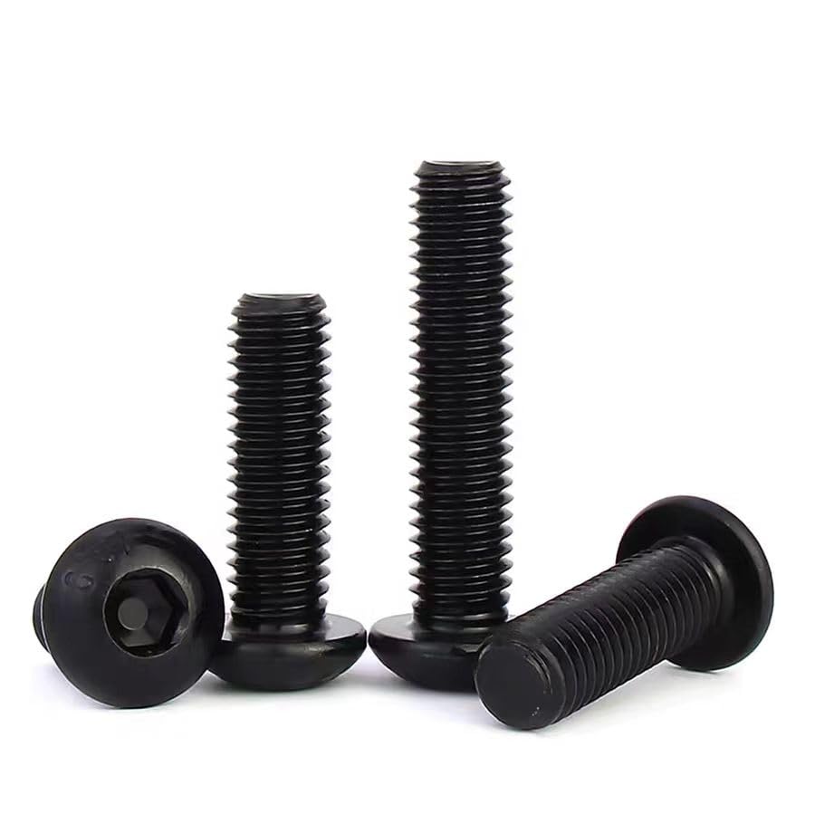 50 viti nere, M3 x 15, viti a testa bombata con esagono incassato ISO 7380, 12,9, filettatura completa