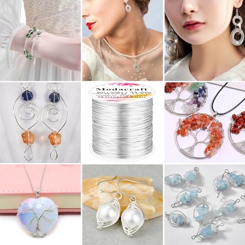 Image of 20 Gauge Silver Jewelry Making Wire with 4 in 1 Plier modacraft 82FT Craft Wire 0.8mm Tarnish Resistant Copper Wire Beading Wire for Jewelry Making Supplies and Crafting