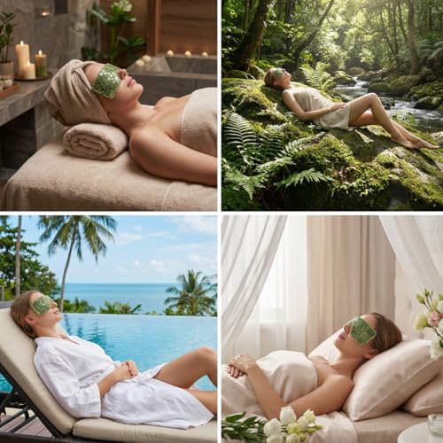 Image of MAYCREATE Natural Jade Stone Eye Mask, Cooling Jade Eye Patch for Puffy Eyes & Dark Circles, Reusable Cold Therapy Eye Compress for Relaxation, Stress Relief & Skincare Spa Use, 25x9.5cm