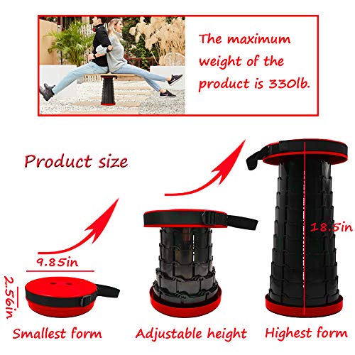 GERYMU Portable Telescoping Stool, Folding Retractable/Collapsible Stool Can Hold 330 lb, Camping Seat for Travel, Fishing